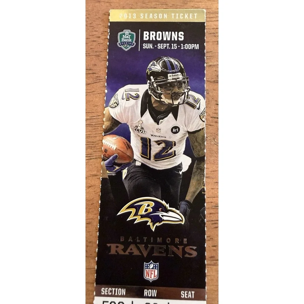 BALTIMORE RAVENS VS CLEVELAND BROWNS 2013 TICKET STUB 9/15/13 JACOBY JONES